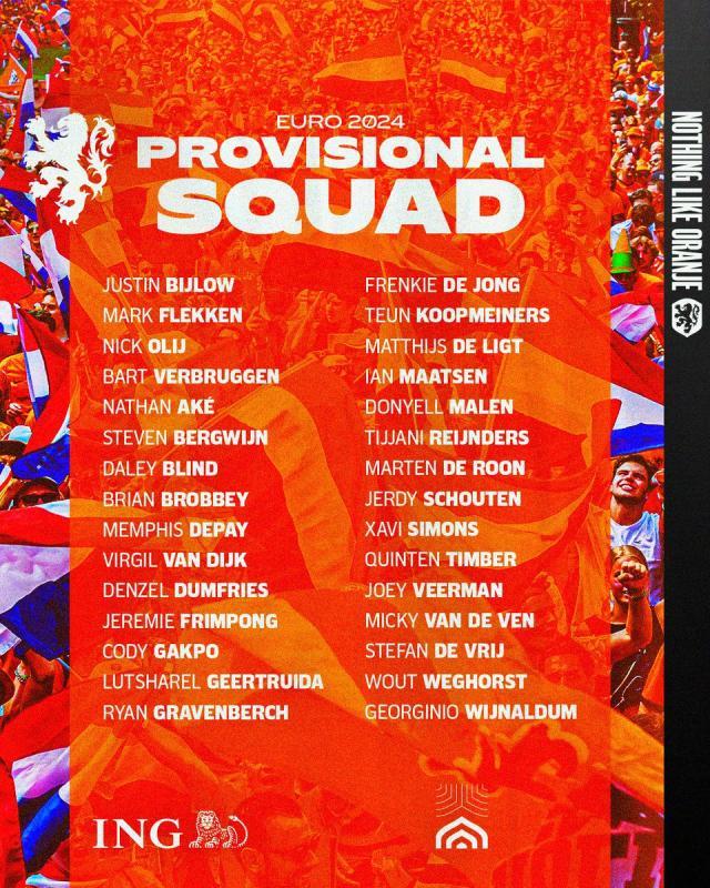 官方网站开云·体育 kaiyun-荷兰公布欧洲杯30人初选名单，齐尔克泽落选引争议